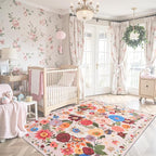 Pink/Beige Living Room Rugs, Area Rugs 5x8 Rug for Bedroom Ultra-Thin Soft, Non-Slip Washable Rugs Stain Resistant Boho Rug Low-Pile Throw Rug for ‎Dining Room Office (5 x 8, Beige/Pink)