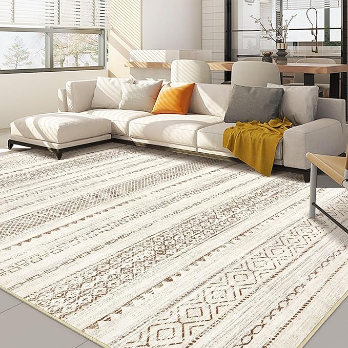 Nakagishi Boho 5x8 Area Rug Living Room Rugs Machine Washable Brown