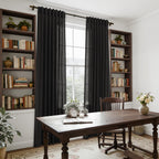 Vintage Black Linen Curtains 108 Inches Long for Living Room Light Filtering Semi Sheer Curtain Back Tab Floor to Ceiling High Window Gothic Vintage Decor Drapes for Bedroom Office 52x108,2 Panels