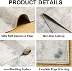 Area Rugs 10x12 Living Room - Washable Rug Modern Abstract Soft Large Neutral Non-Slip Carpet Indoor Floor Thin Carpets for Bedroom Dining Room Farmhouse Nursery Home Office Multi
