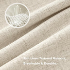 MIULEE 100% Blackout Linen Curtains for Bedroom 42 x 72 Inch Cream 2 Panels