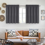 DWCN Short Blackout Curtains 36 inches Length 2 Panels Set, Half Window Rod Pocket Privacy Curtain Tiers for Kitchen, Room Darkening Curtains for Bathroom Shades (W60 x L36 Inch, Dark Grey)