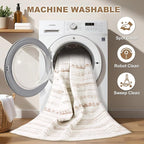 Nakagishi Boho 5x7 Area Rug Living Room Rugs Machine Washable Beige/Brown