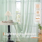 BGment Light Green Linen Curtains 45 Inch Length - Small Window Drapes Lightweight with Rod Pocket for Bathroom Kitchen Window Spring Decor, 2 Panels Set, 30 X 45 Inch