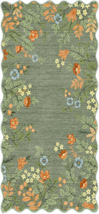 Front Door Mat Indoor Entrance - 2x4.3 Ft Sage Green Floral Washable Layered Doormat Outdoor Entrance Porch Rug Non-Slip Boho Runner Rug for Kitchen Hallway Bedroom Laundry Room Porch Decor