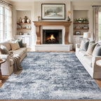 PLHXFR 8x10 Area Rug Living Room: Abstract Washable Carpet Grey Blue