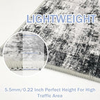 IOHOUZE Abstract Runner Rug 3x14 Ft Washable Runners for Hallways, Non Slip Kitchen Runner Printed Faux Wool Entryway Runner Indoor, Modern Abstract Floor Carpet for Hall Stair, Black Grey