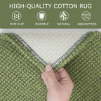 KOZYFLY Long Runners for Hallways 3x12 ft Washable Kitchen Runner Non Slip Rubber Backed Hallway Rugs Cotton Entryway Runner Rug Floor Carpet for Indoor Hall, Kitchen, Olive Green/Earthy Green