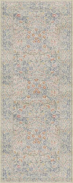 Hazo Haus Washable Bathroom Runner Rug 2x5, Non Slip Runner for Laundry Room, Bathroom Sink Mat - Vintage Pastel Beige Blue Throw Rug, Ultra Soft Low Pile Stain Resistant
