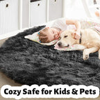 Amdrebio Tie-Dyed Dark Grey Round Area Rug 5Ft for Living Room Bedroom, Soft Furry Shaggy Circle Rugs for Classroom Playroom Dorm, Modern Cool Shag Fluffy Fuzzy Circular Carpet for Men Kids Teen Boys