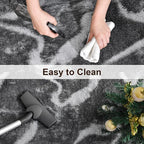TWINNIS Super Soft Shaggy Rugs Fluffy Carpets, 6x9 Feet, Indoor Modern Plush Area Rugs for Living, Bed Room Kids Room Nursery Home Decor, Upgrade Anti-Skid Rectangular Fuzzy Rug, Black Grey