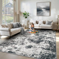 XLUEZ 6x9 Area Rugs for Living Room, Washable Modern Abstract Large Area Rug Neutral Soft Non Slip Kids Rug Stain Resistant Indoor Carpet for Bedroom Nursery Dining Room Playroom(Black, 6'x9')