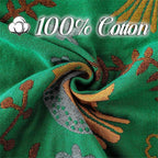 MSGKV Boho Throw Blanket 100% Cotton Green Blanket 90''x 98'' Spring Reversible Blankets with Tassels Warm Soft Blanket for Bed Sofa Living Room