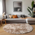 ONASAR Round Rugs 6ft for Living Room Bedroom, Tie-Dye Beige Fluffy Circle Area Rug for Kids Girls Boys Teen, Soft Plush Shaggy Carpet for Nursery Dorm Classroom Playroom Home Decor Aesthetic