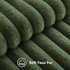 decorUhome Cozy Faux Fur Throw Pillow Covers 16x16 Set of 2 Decorative Soft Plush Striped Modern Farmhouse Boho Couch Pillow Cases with Velvet Back for Sofa Bed Living Room, Olive Green