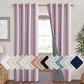 NICETOWN Pink Vintage Linen 100% Blackout Curtains for Living Room, Thermal Insulated Curtains 90" Long, Noise Reducing Window Treatment Drapes for Home Cinema, 52" Wide Per Panel, Set of 2