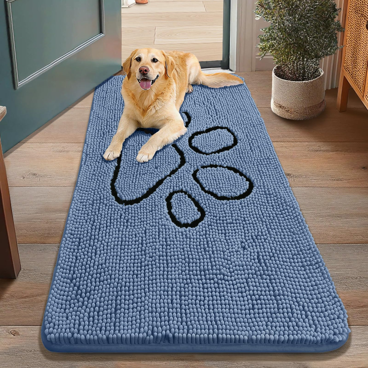 Smiry Dog Door Mat for Muddy Paws, Absorbent Non Slip Dirt Trapper, 48x30