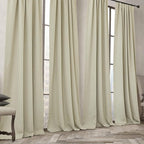 NICETOWN Room Darkening Bedroom Curtains 84 inches Long, Pinch Pleated Curtains Faux Linen Blend Light Blocking Noise Canceling Thermal Drapes for Living Room, Linen Beige, W52 x L84, 2 Panels