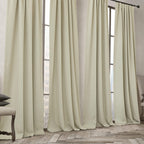 NICETOWN Room Darkening Bedroom Curtains 84 inches Long, Pinch Pleated Curtains Faux Linen Blend Light Blocking Noise Canceling Thermal Drapes for Living Room, Linen Beige, W52 x L84, 2 Panels