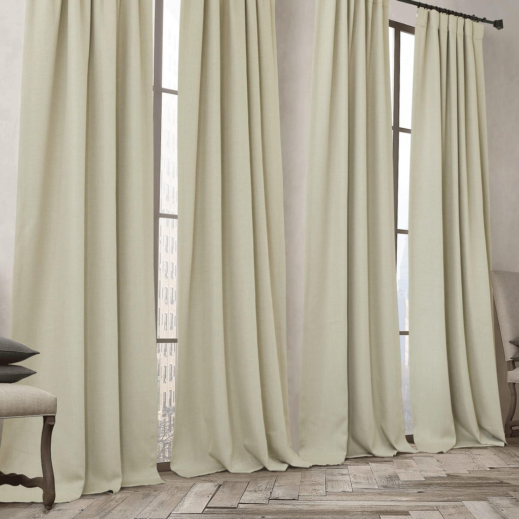NICETOWN Room Darkening Bedroom Curtains 84 inches Long, Pinch Pleated Curtains Faux Linen Blend Light Blocking Noise Canceling Thermal Drapes for Living Room, Linen Beige, W52 x L84, 2 Panels