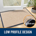 OLANLY Front Door Mat Indoor Outdoor Entrance, Waterproof Heavy Duty Doormat, Fade Resistant, Low Profile, Easy Clean Patio Porch Welcome Floor Mats for Entry, 59x40, Beige