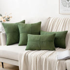 MIULEE Moss Green Decorative Euro Sham Pillow Covers 24x24 Inch for Bed Couch Sofa Spring Decor Pack of 2 Boho Farmhouse Throw Pillows Soft Cross Corduroy Patchwork Textured Cushion Cases