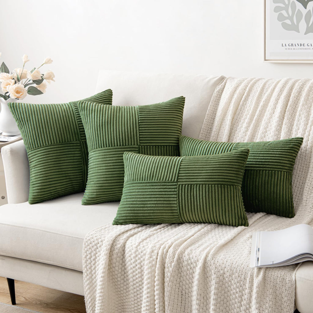 MIULEE Moss Green Decorative Euro Sham Pillow Covers 24x24 Inch 2 Pack