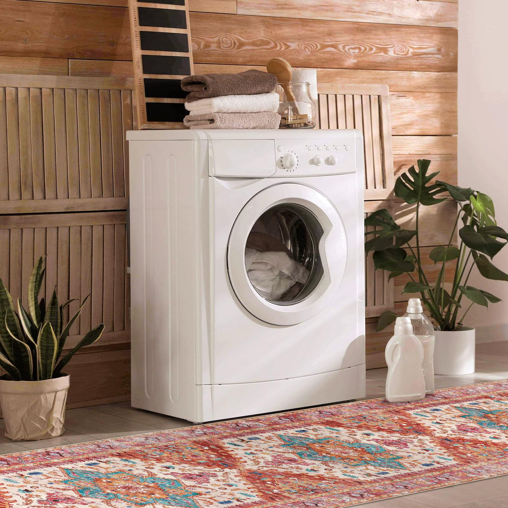 Yamaziot Washable Runner Rug, 2x8 Non-Slip Boho Vintage Hallway Kitchen Rug