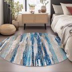 Lansny Abstract Washable Large Round Rug 6ft Circle Rug for Living Room