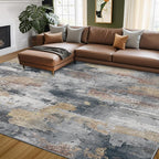RELEANY Washable Runner 2'x6' Abstract Area Rug for Hallway Blue Gray — 5' x 7' (Rectangular)