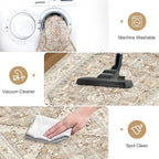 Yamaziot Washable Runner Rug, 3x10 Non-Slip Boho Vintage Hallway Rug with Rubber Backing, Low Pile Faux Wool Distressed Carpet Runner for Bedroom, Kitchen, Laundry, Entrance