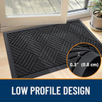 OLANLY Front Door Mat Outside Entrance 29.5x17, Absorbent, Heavy Duty Sturdy Natural Rubber Doormat Indoor Outdoor, Stain and Fade Resistant, Non-Slip Low Profile Floor Mat for Entryway, Black Diamond