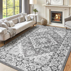 Lofus 6x9 Area Rugs for Living Room Bedroom, Soft Boho Carpet Floral Grey