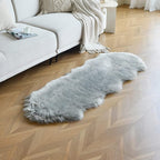 duduta Grey Faux Sheepskin Runner Rugs 2x6 ft, Fluffy Shag Bedroom Rug Decor Fur Couch Sofa Covers Washable