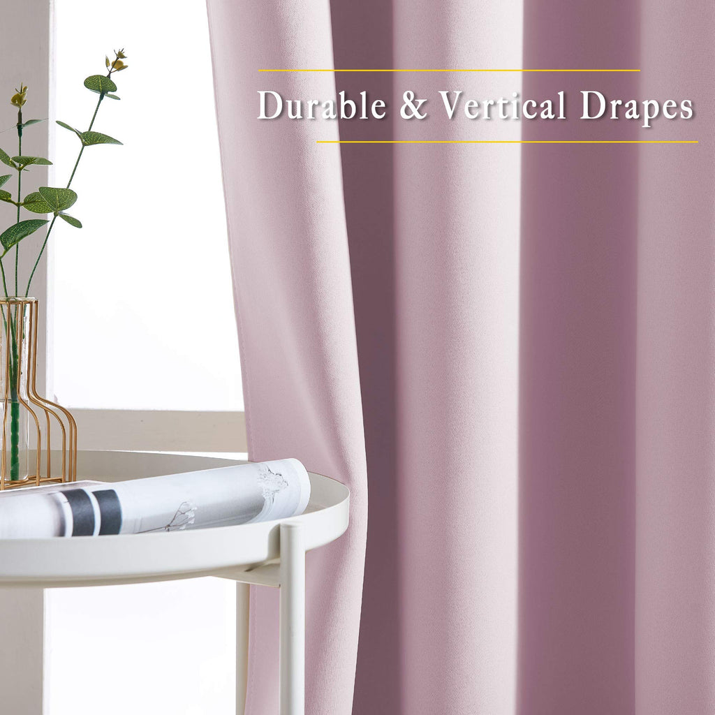 NICETOWN Bedroom Curtains Room Darkening Draperies - Room Darkening Drapes/Panels for Bedroom, Grommet Top 2-Pack, Lavender Pink, 52 x 54 inches Long, Thermal Insulated, Privacy Assured