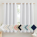 NICETOWN 100% Absolutely Blackout Linen Curtains with Thermal Insulated White Liner, White, 52 inches Wide, 45 inches Length Energy Saving Curtains for Cafe 2 Panels Set, Vertical Blinds