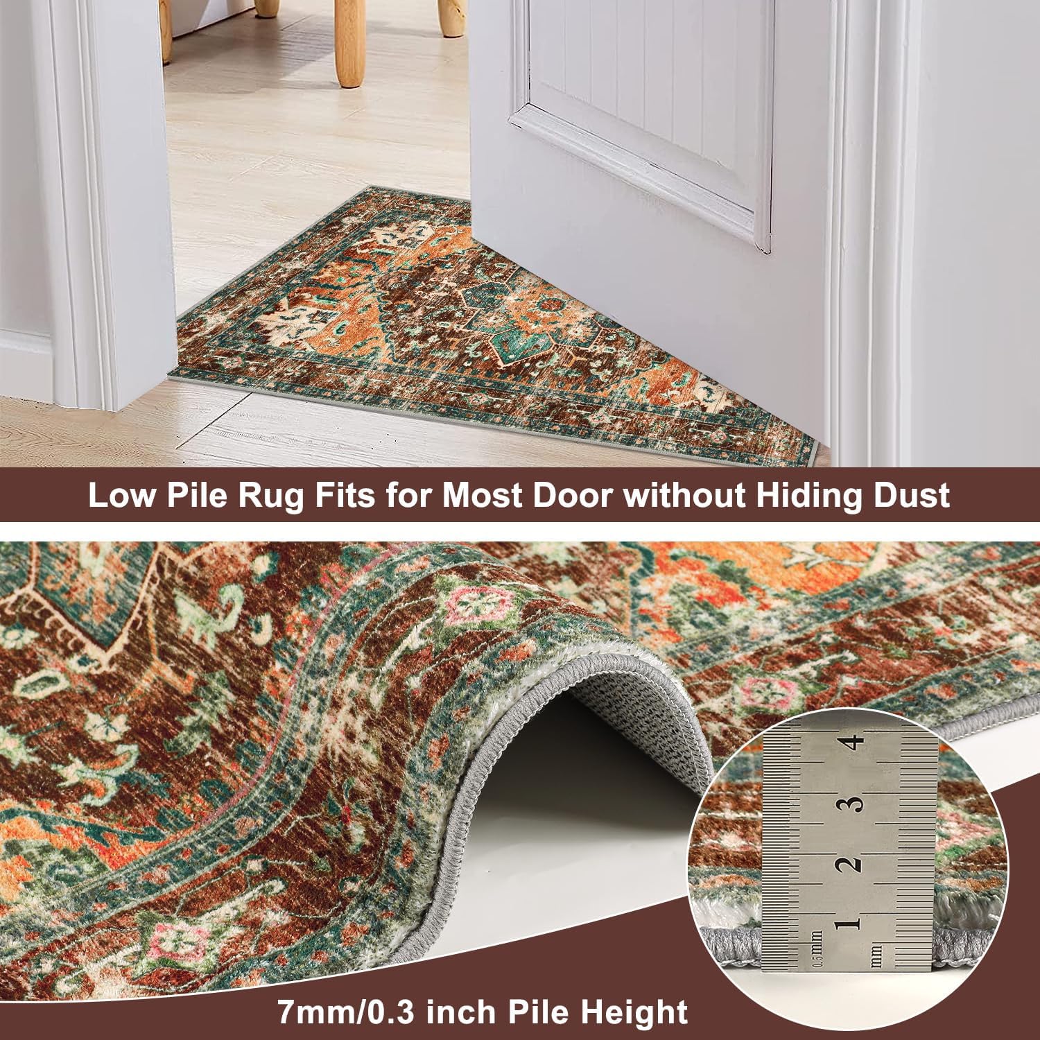 Yamaziot Washable Runner Rug Set of 3, Non-Slip Boho Hallway Kitchen Rug