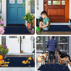 Smiry Front Door Mat Outside Entrance, Low Profile Rubber Doormat, 29.5x17
