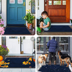 Smiry Front Door Mat Outside Entrance, Low Profile Rubber Doormat, 47x32