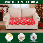 Smiry Printed Couch Cushion Covers, Stretch Soft Couch Covers for Sofa, Washable Non-Slip Sofa Slipcover Furniture Protector for Indoor and Outdoor (Medium,Red with White)