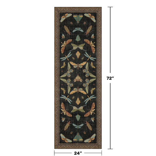 2x6 Black Entryway Runner Rugs Washable Non Slip Runners for Hallway, Kitchen, Mudroom, Laundry Room, Stain Resistant Ultra Soft Non Skid, Nature Insect Fantasy Whimsical Indoor Decor