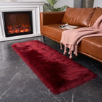 EasyJoy Ultra Soft Fluffy Rugs Faux Fur Rug Chair Cover Seat Pad Fuzzy Area Rug (2x6 ft Rectangle, Burgundy)