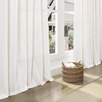 Ivory White Linen Curtains for Living Room 126 Inches Long Light Filtering Semi Sheer Curtain Back Tab Neutral Modern Farmhouse Decor Drapes Floor to Ceiling High Window for Bedroom 52x126, 2 Panels