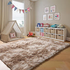 ONASAR Rugs for Living Room Bedroom, Tie-Dyed Beige 5x8 Fluffy Bedside Area Rug, Soft Plush Shaggy Indoor Floor Carpet for Nursery Kids Girls Boys Teen Dorm Home Office Decor Aesthetic