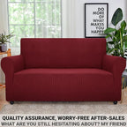 ZNSAYOTX Super Stretch Couch Cover Love Seat Sofa Covers for Living Room Dogs Pet Friendly Furniture Protector Spandex Loveseat Slipcovers with Anti Slip Foam Sticks (Wine Red, Loveseat)