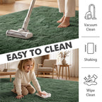 8x10 Ft Extra Large Shag Green Area Rug for Living Room, Ultra Soft Fluffy Furry Rugs for Bedroom Classroom Indoor Floor, Aesthetic Carpet for Kids Home Decor