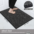 BEQHAUSE Kitchen Rugs 24"x36", Non-Slip Kitchen Mats for Floor, Super Absorbent and Stain Resistant Kitchen Rugs, Machine Washable Rugs for Kitchen, Hallway, Laundry & Sink, Black