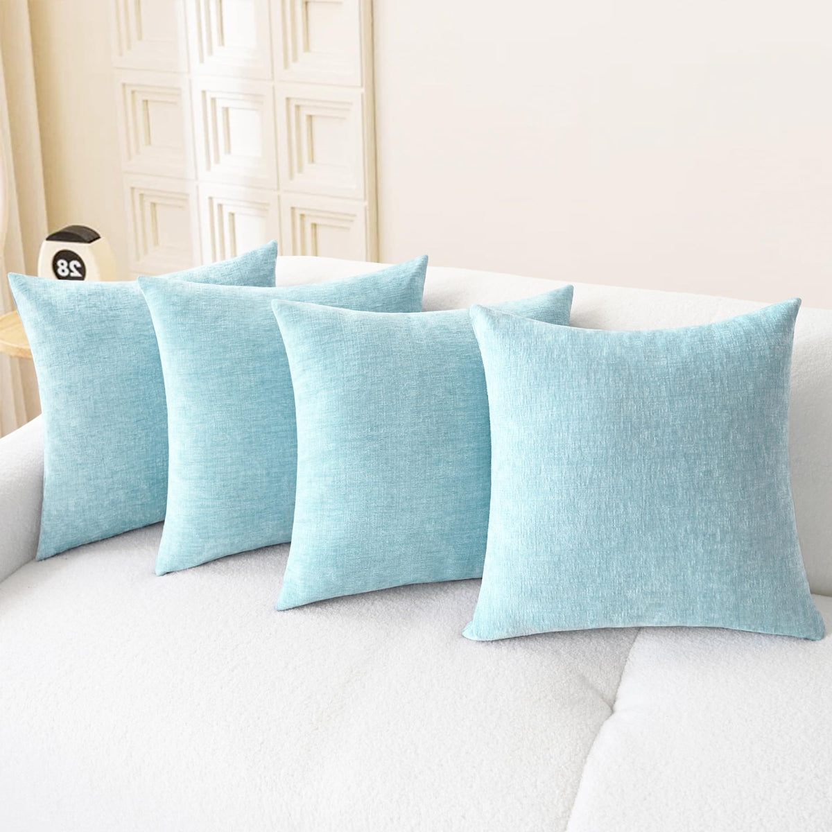 CaliTime Decorative Couch Throw Pillow Covers 18 X 18 Inches Baby Blue