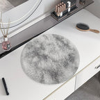 Tie Dye Grey Round Rugs Small 2x2 ft Fluffy Circle Rug Furry Carpet Shaggy Circular Fuzzy Plush Area Rug for Girls Bedroom Kids Room Nursery Cute Room Decor Chair Cushion Pet mat Doormat
