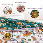 MSGKV Boho Throw Blanket 90"x108" Floral Blanket for Bed 100% Cotton Spring Breathable Lightweight Farmhouse King Blankets All Seasons Home Decor Muslin